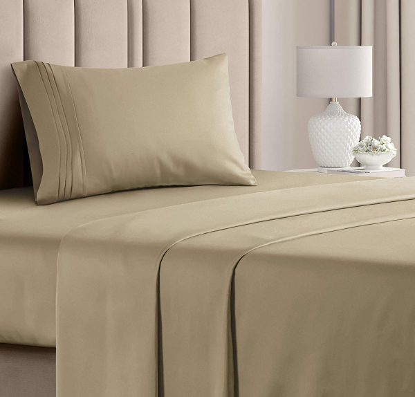 Beige Fitted bed Sheet